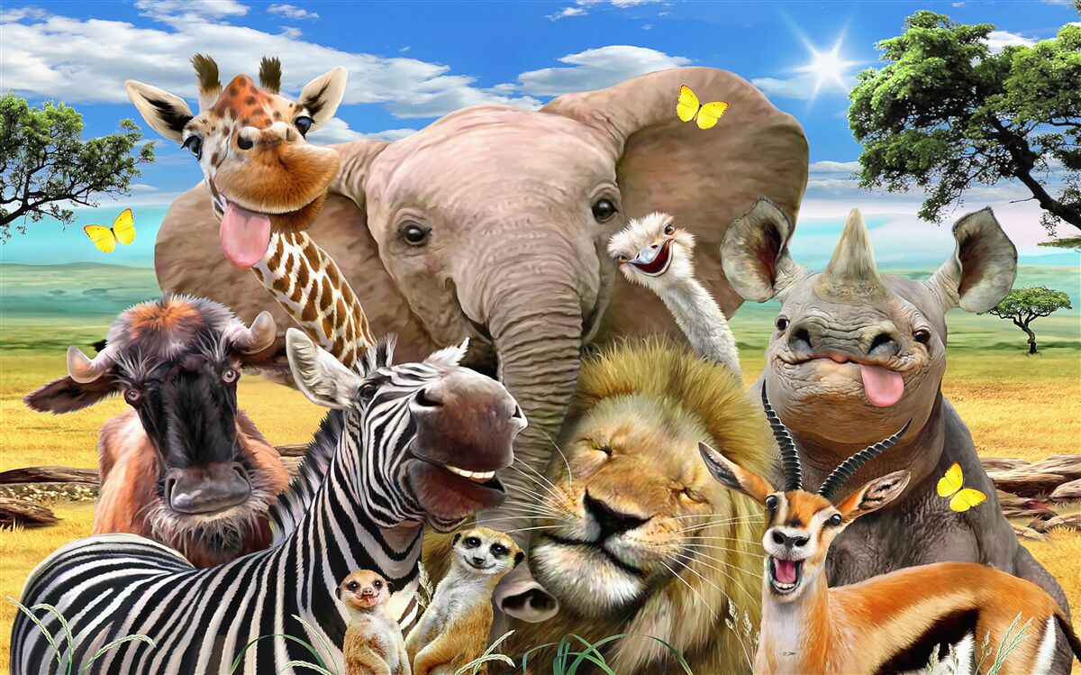 Fototapet selfie ciudat al africanilor prietenoși