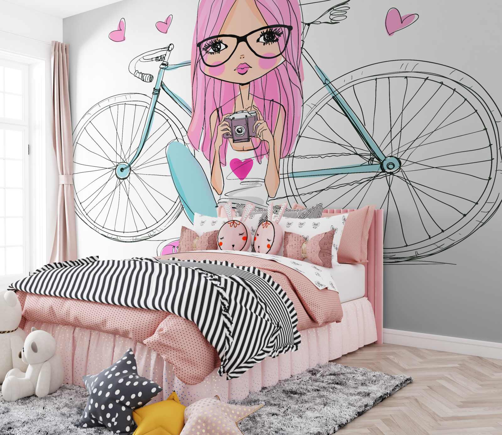 Fototapet fată la modă pe o bicicletă