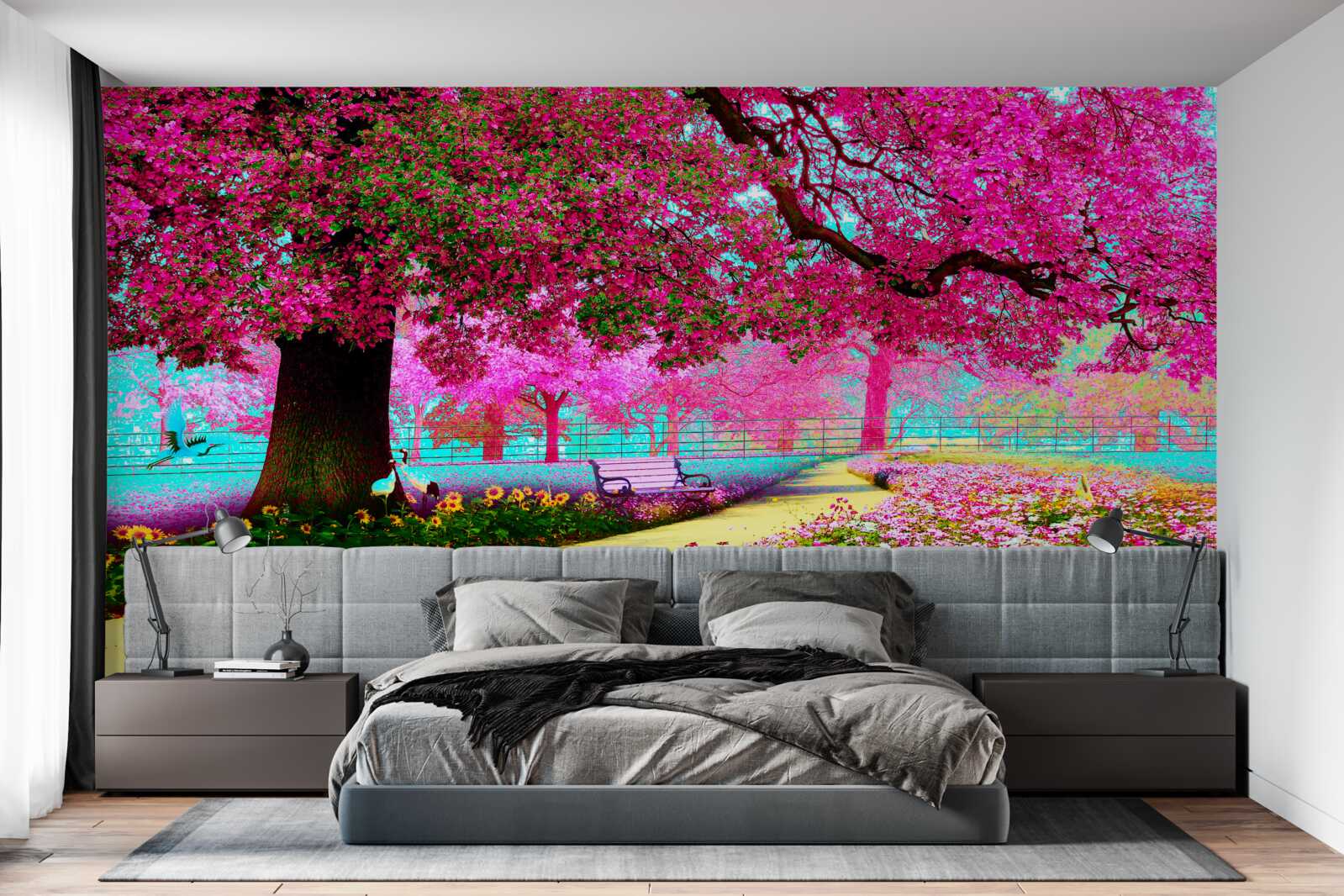 Fototapet vechi sakura înflorit în nuanțe de roz