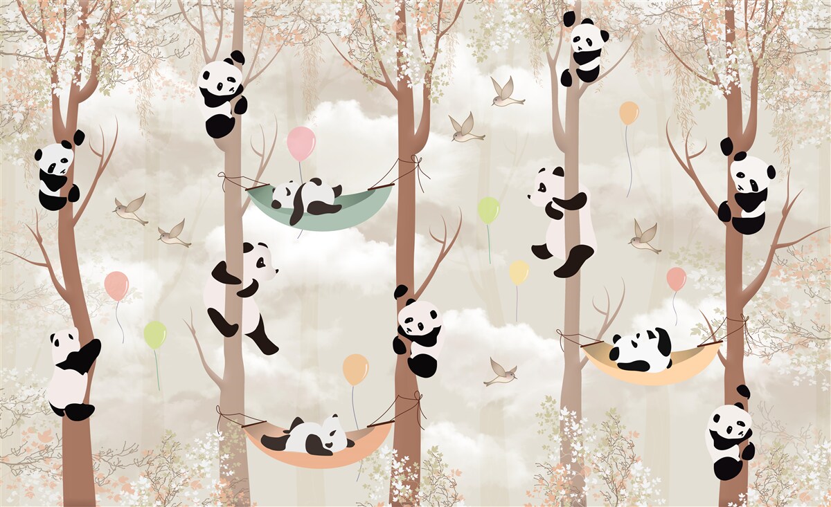 Fototapet mulți panda trăiesc în copaci
