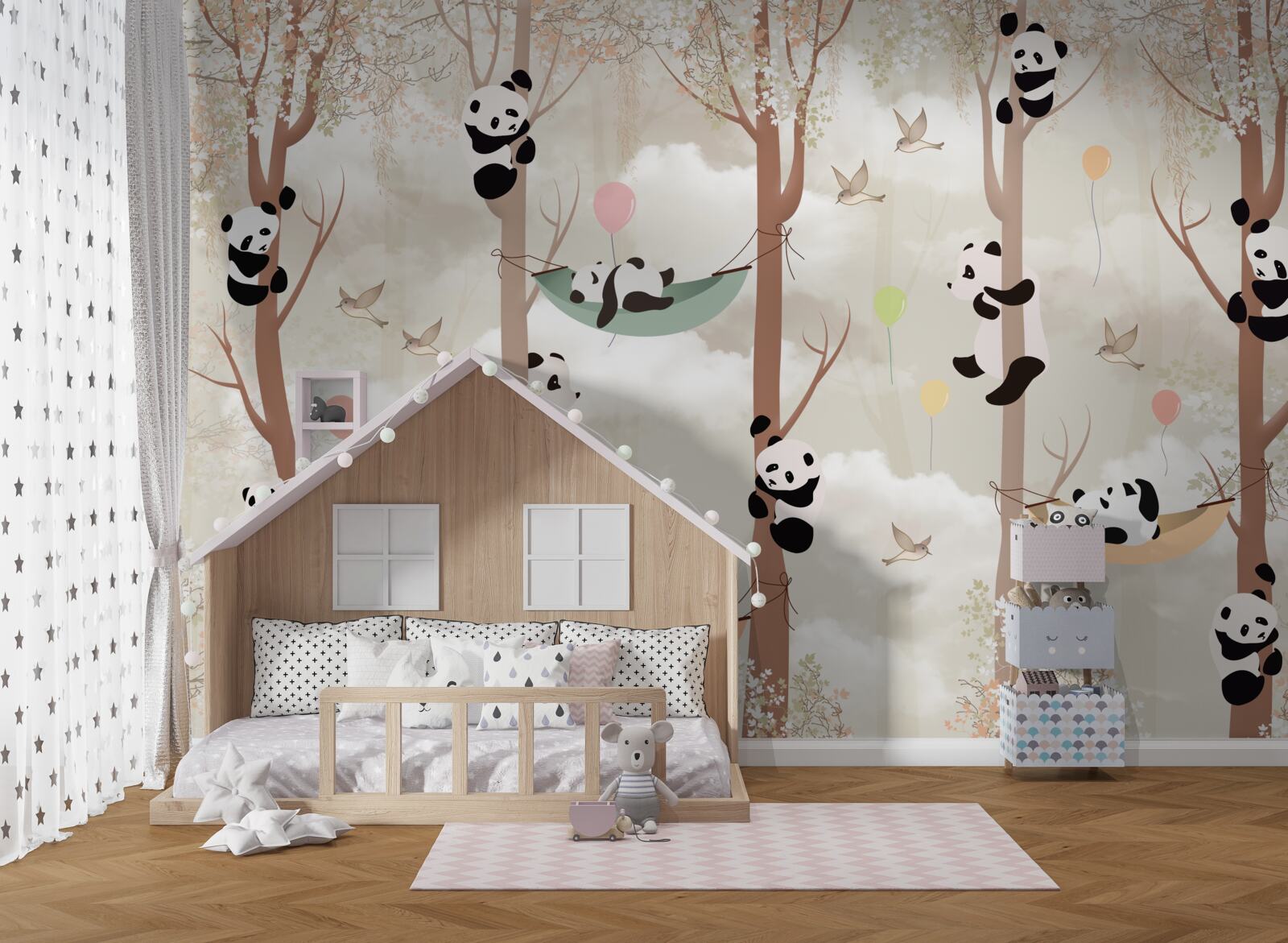 Fototapet mulți panda trăiesc în copaci