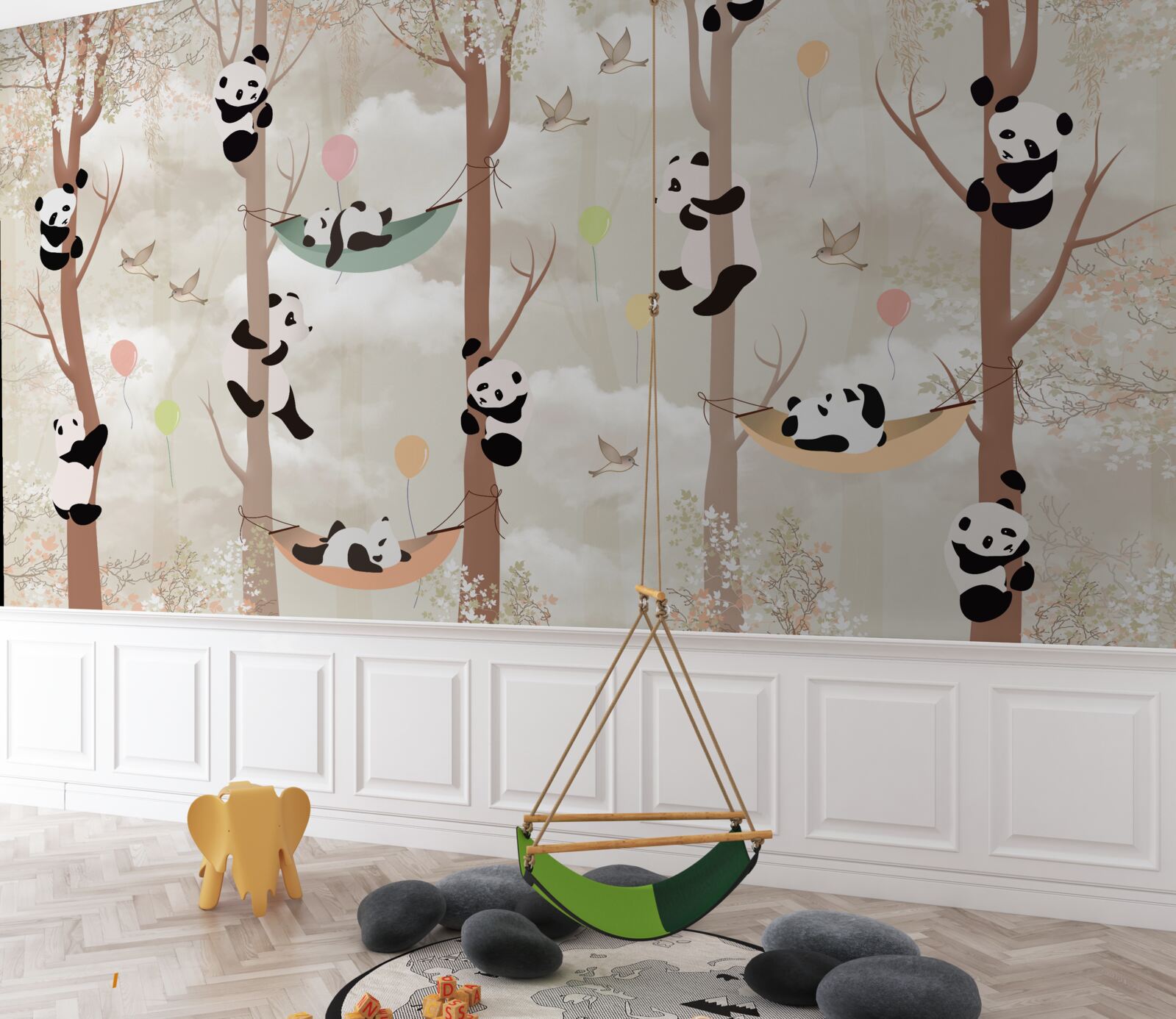Fototapet mulți panda trăiesc în copaci