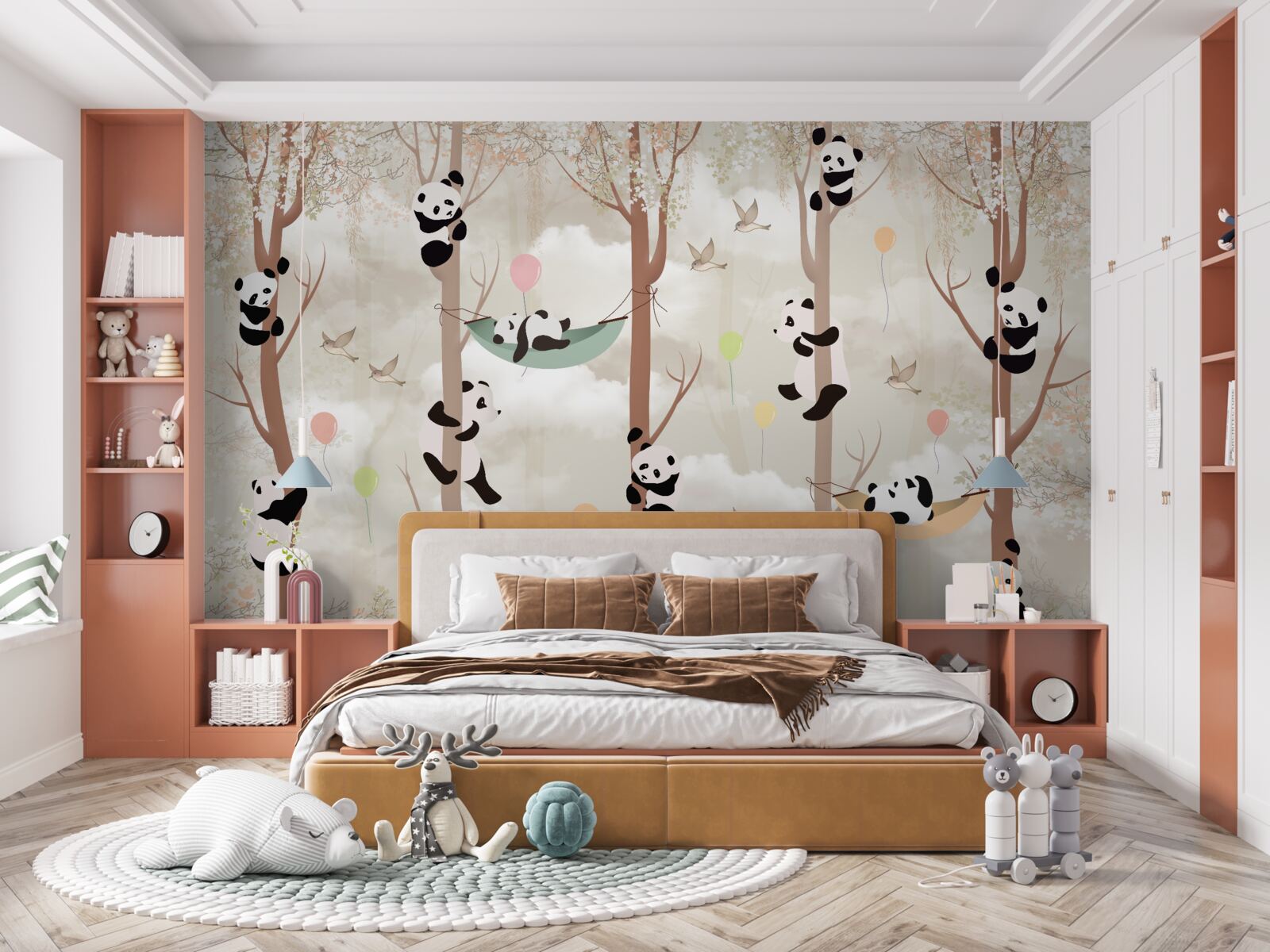 Fototapet mulți panda trăiesc în copaci