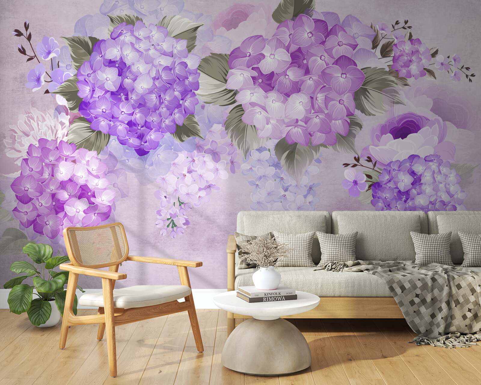 Fototapet hortensie liliac pe un fundal moale