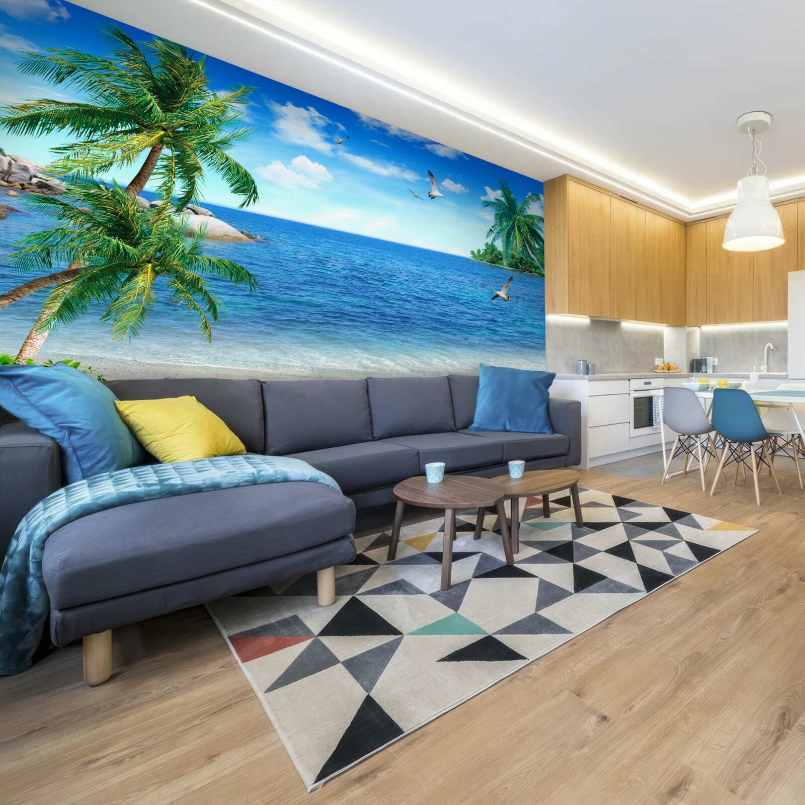 Fototapet ocean calm și copaci tropicali
