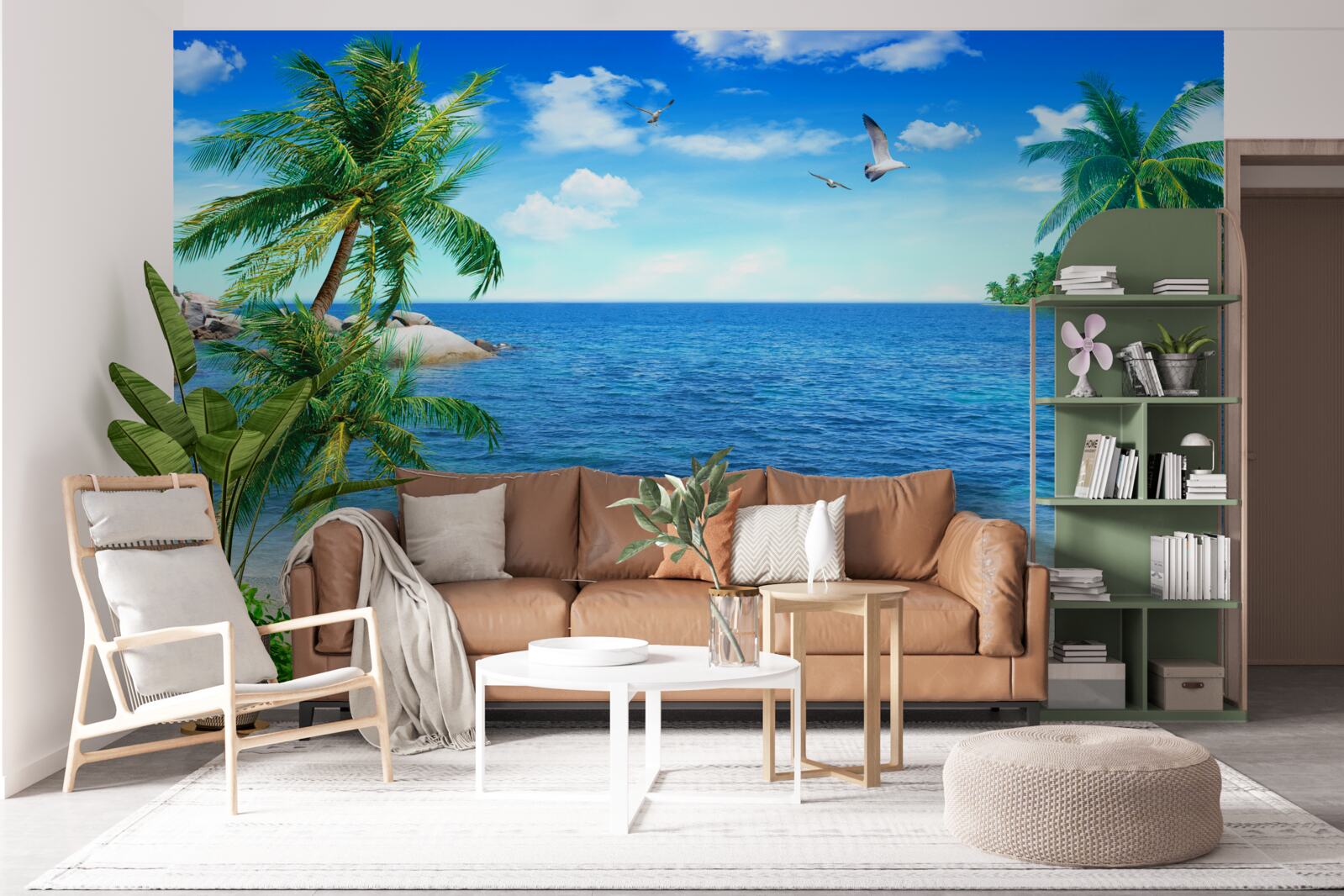 Fototapet ocean calm și copaci tropicali