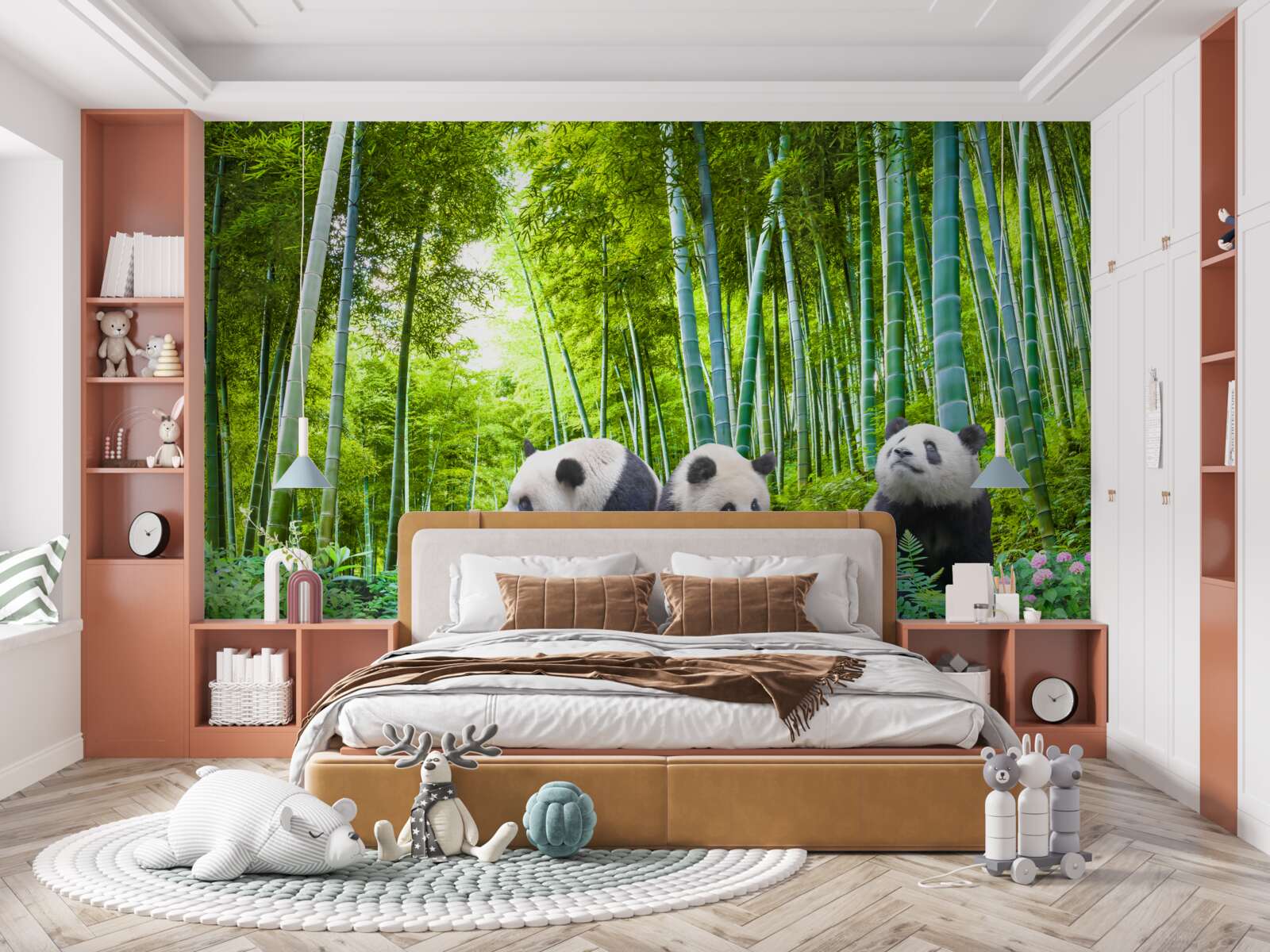 Fototapet există trei urși panda în pădure