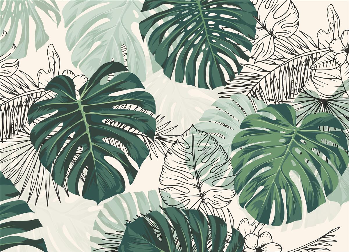 Fototapet frunzele texturate de monstera sunt maiestuoase
