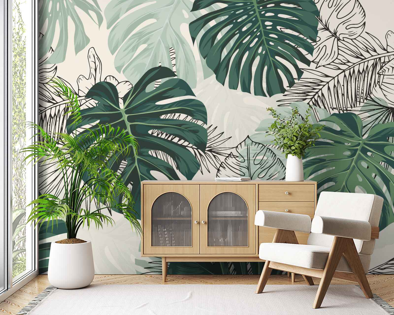 Fototapet frunzele texturate de monstera sunt maiestuoase