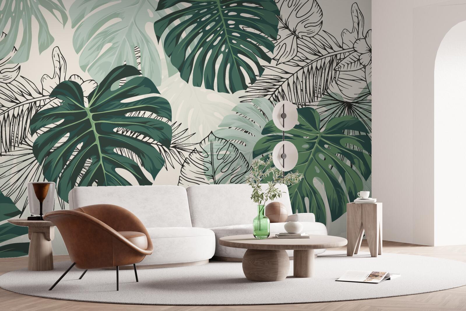 Fototapet frunzele texturate de monstera sunt maiestuoase