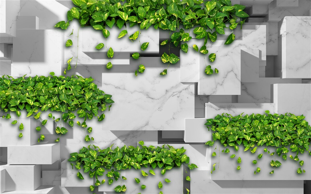 Fototapet paturi de plante verzi aranjate geometric