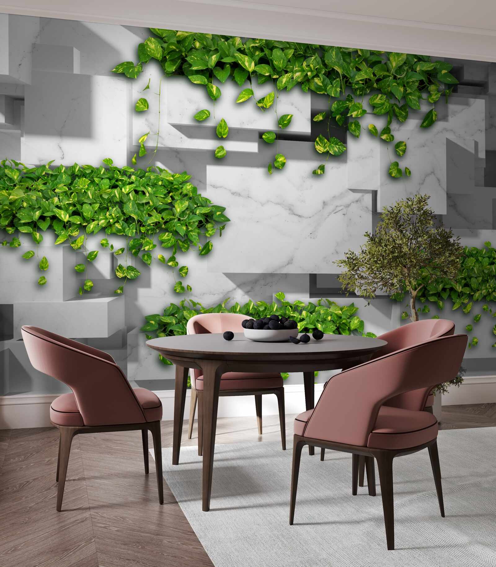 Fototapet paturi de plante verzi aranjate geometric