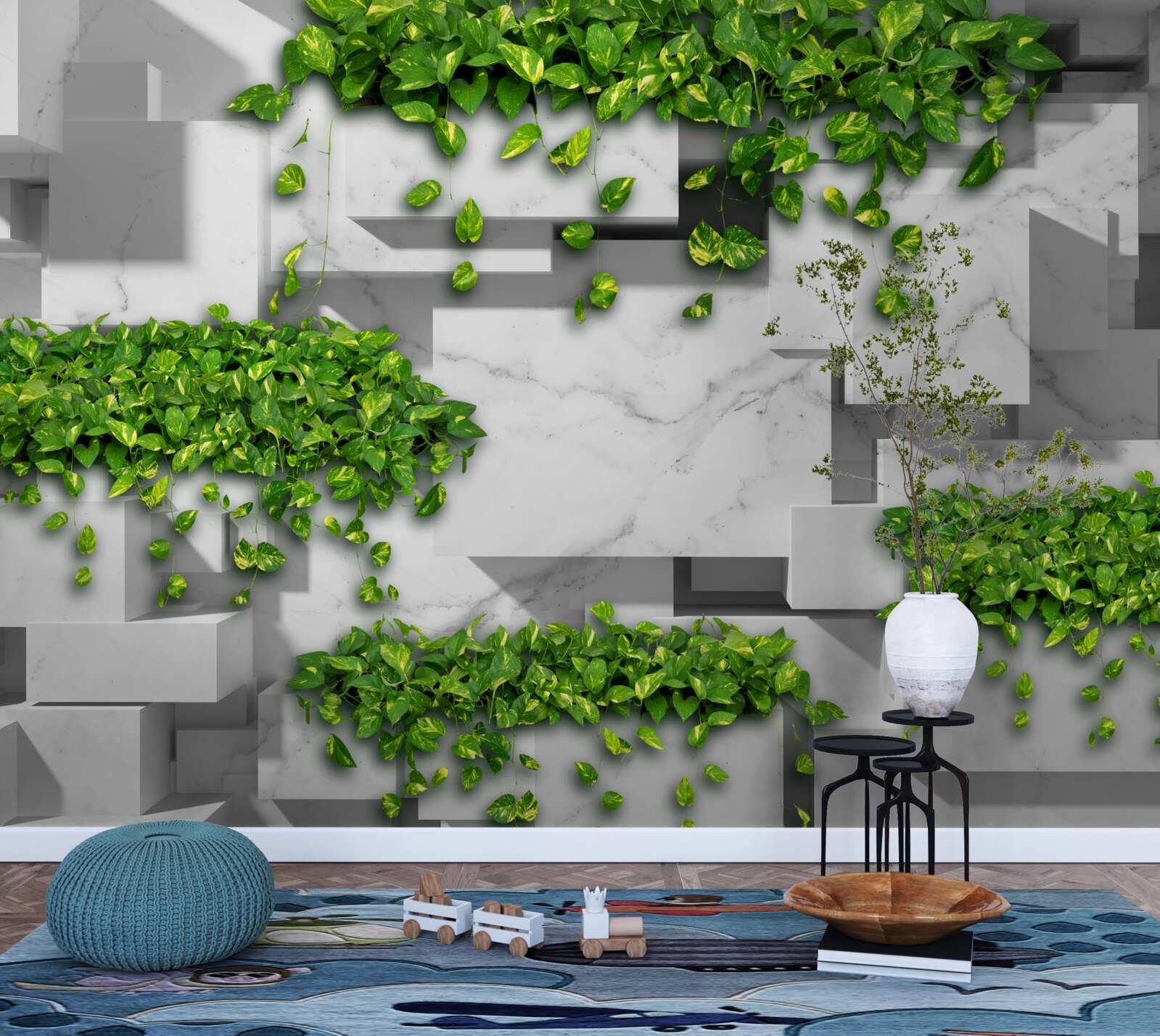 Fototapet paturi de plante verzi aranjate geometric