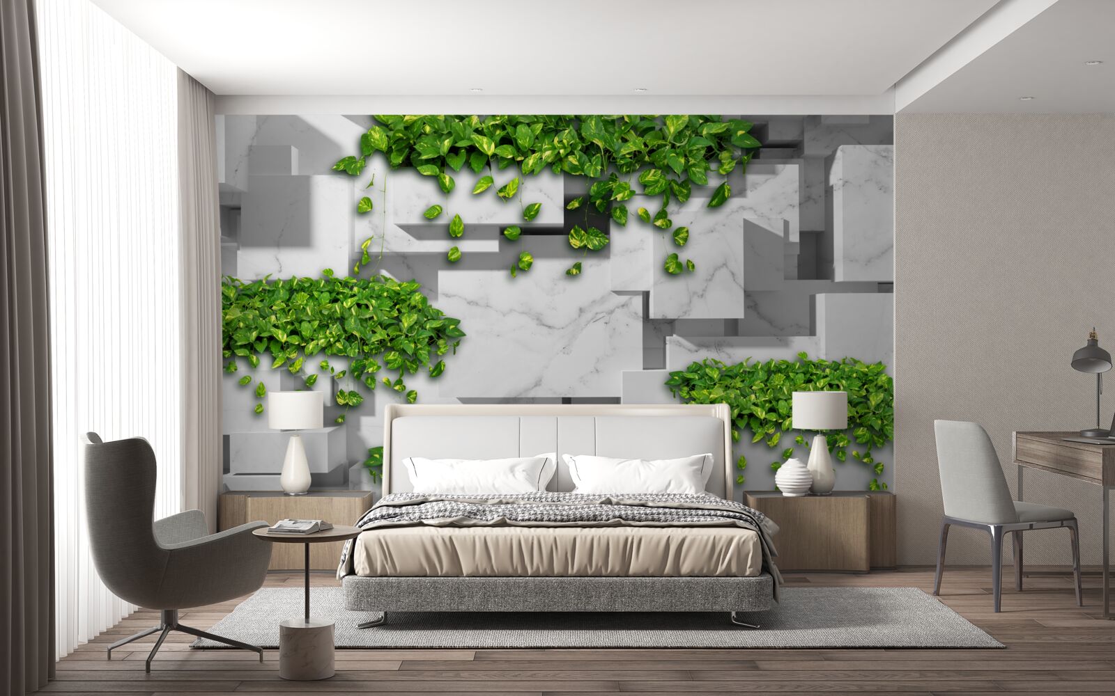 Fototapet paturi de plante verzi aranjate geometric