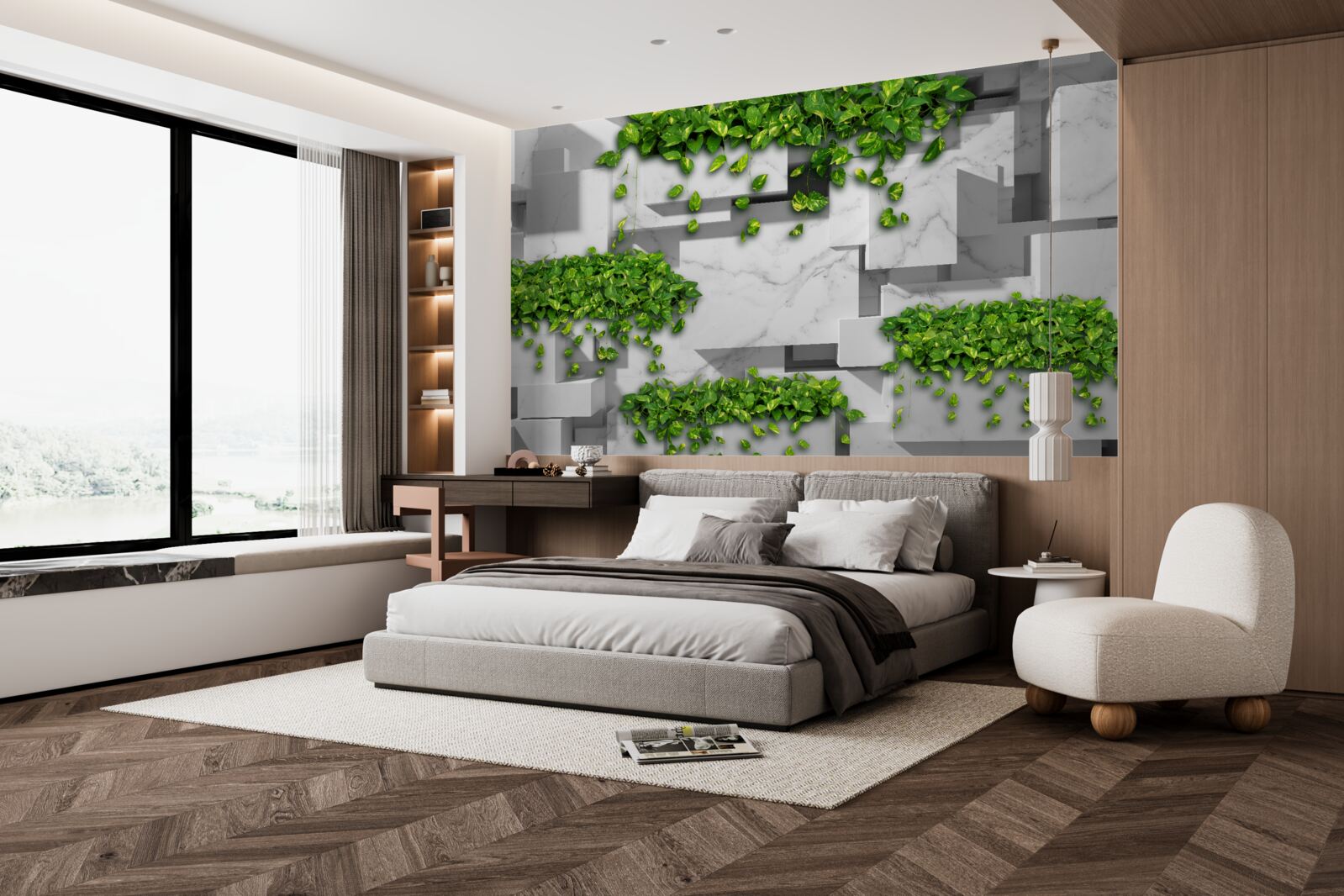 Fototapet paturi de plante verzi aranjate geometric
