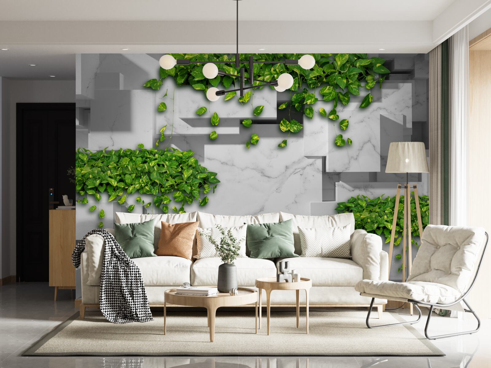 Fototapet paturi de plante verzi aranjate geometric