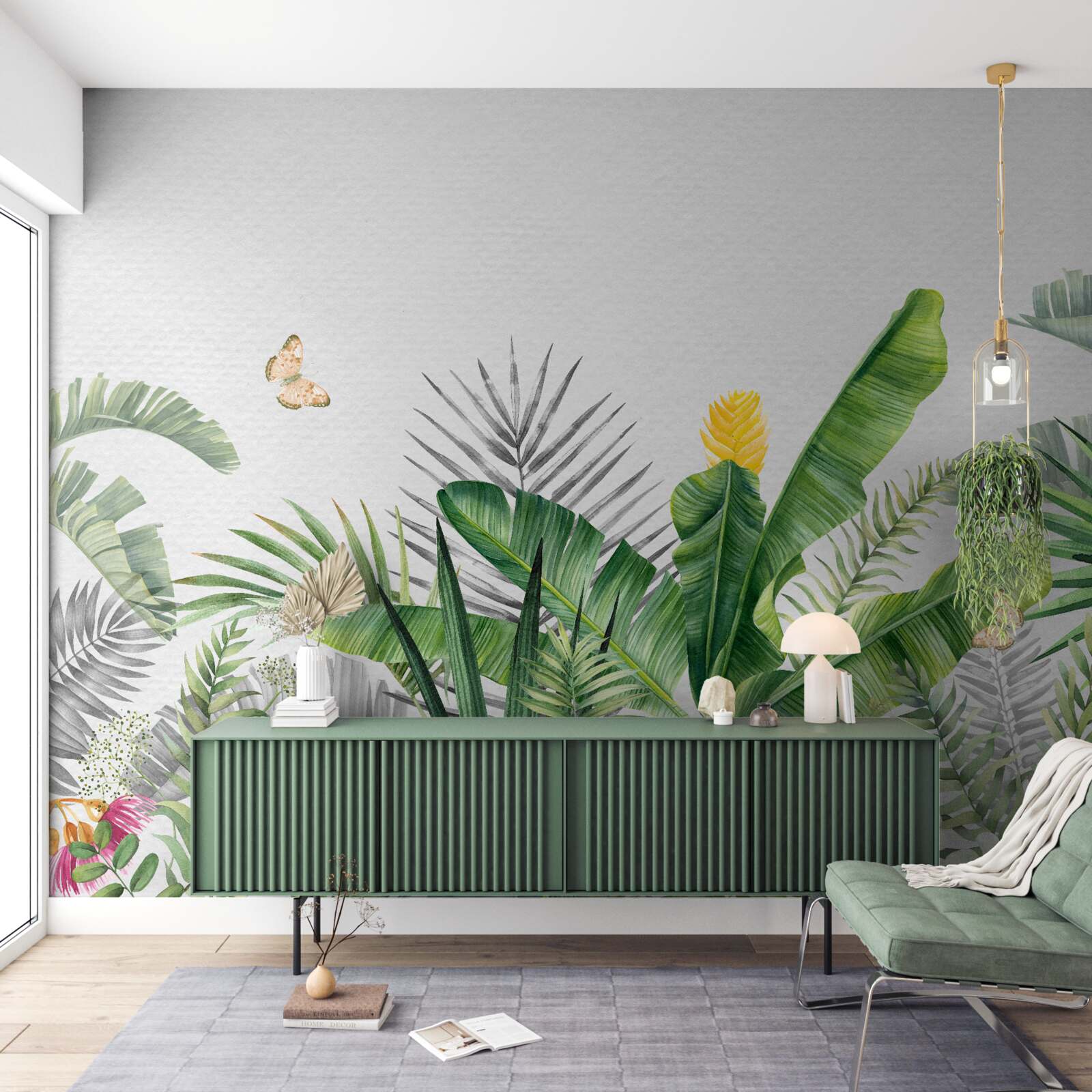 Fototapet floră tropicală pe un fundal luminos