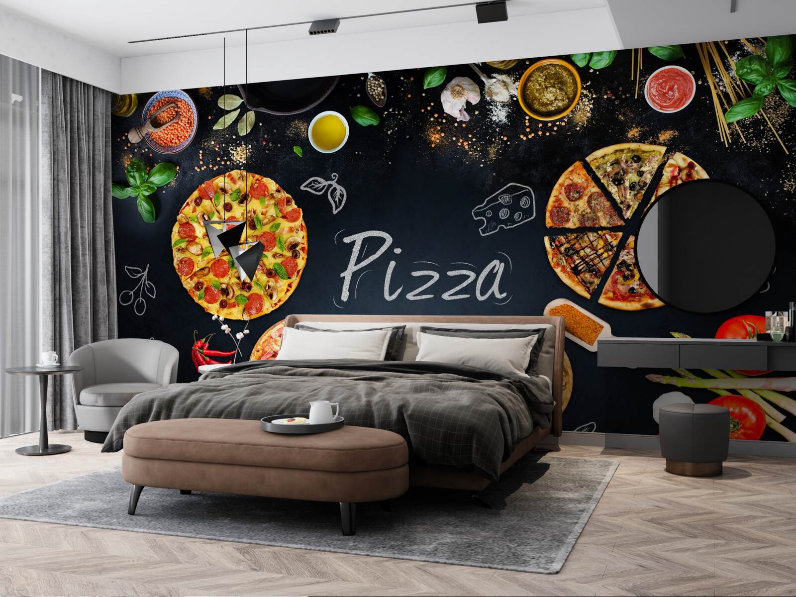 Fototapet alte produse alimentare, cum ar fi pizza