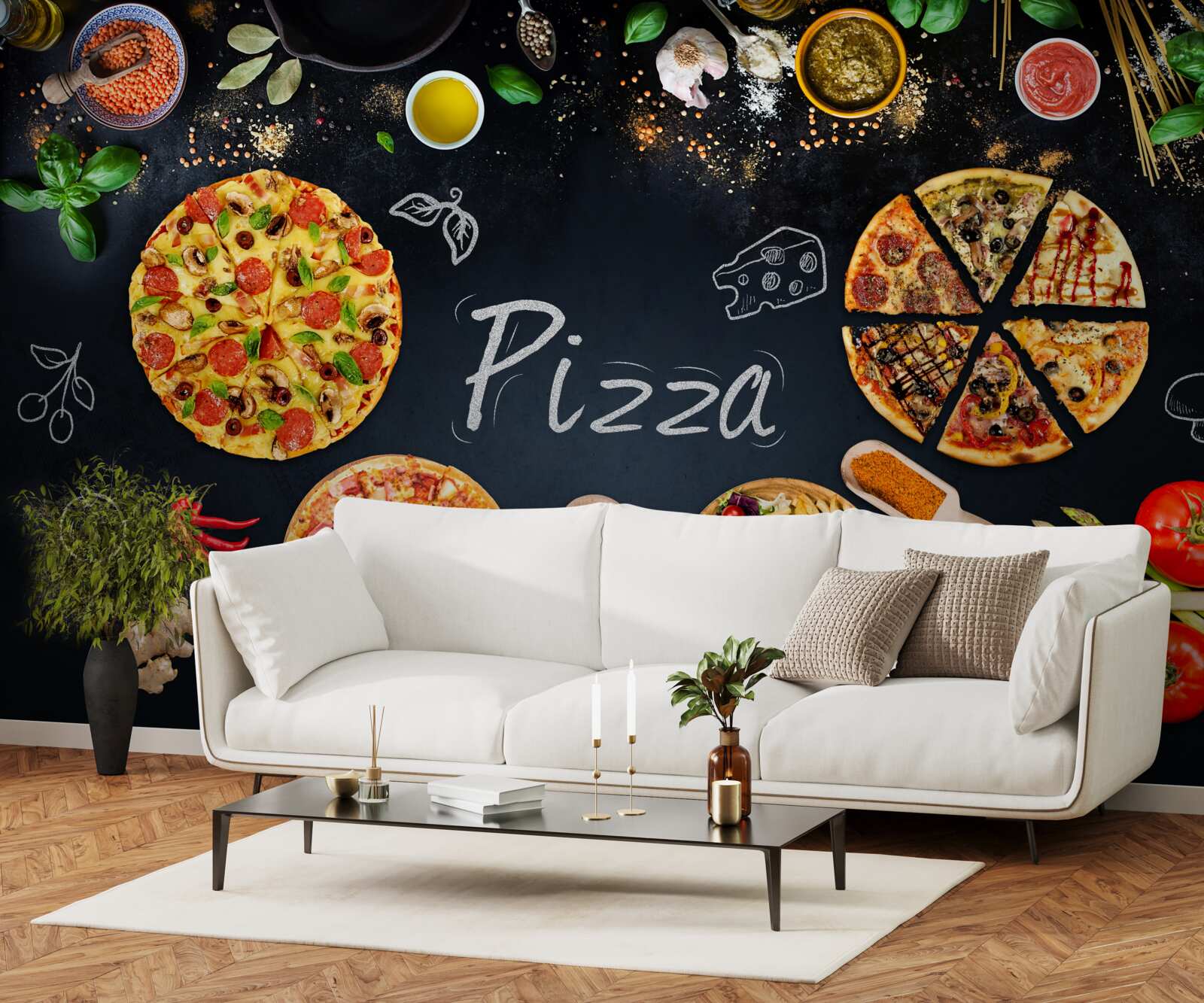Fototapet alte produse alimentare, cum ar fi pizza