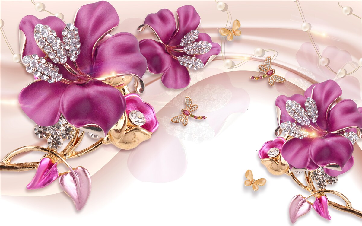 Fototapet florile sunt violet cu un miez pietros