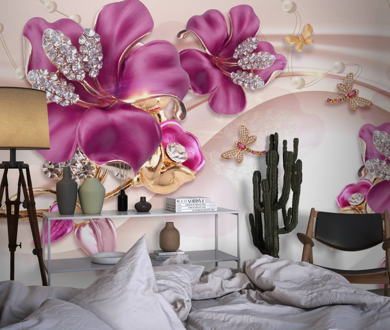 Fototapet florile sunt violet cu un miez pietros