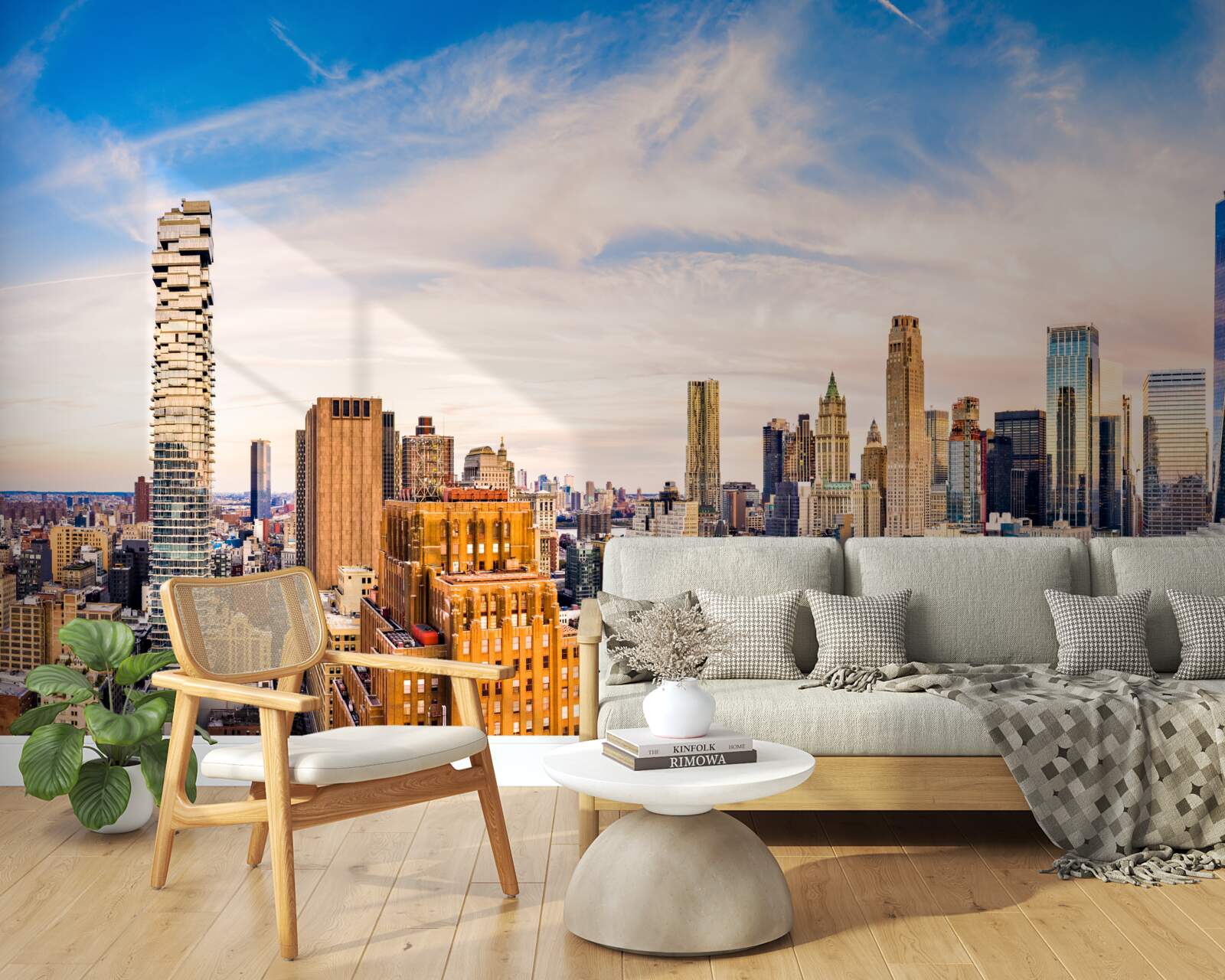 Fototapet apus de soare peste Lower Manhattan