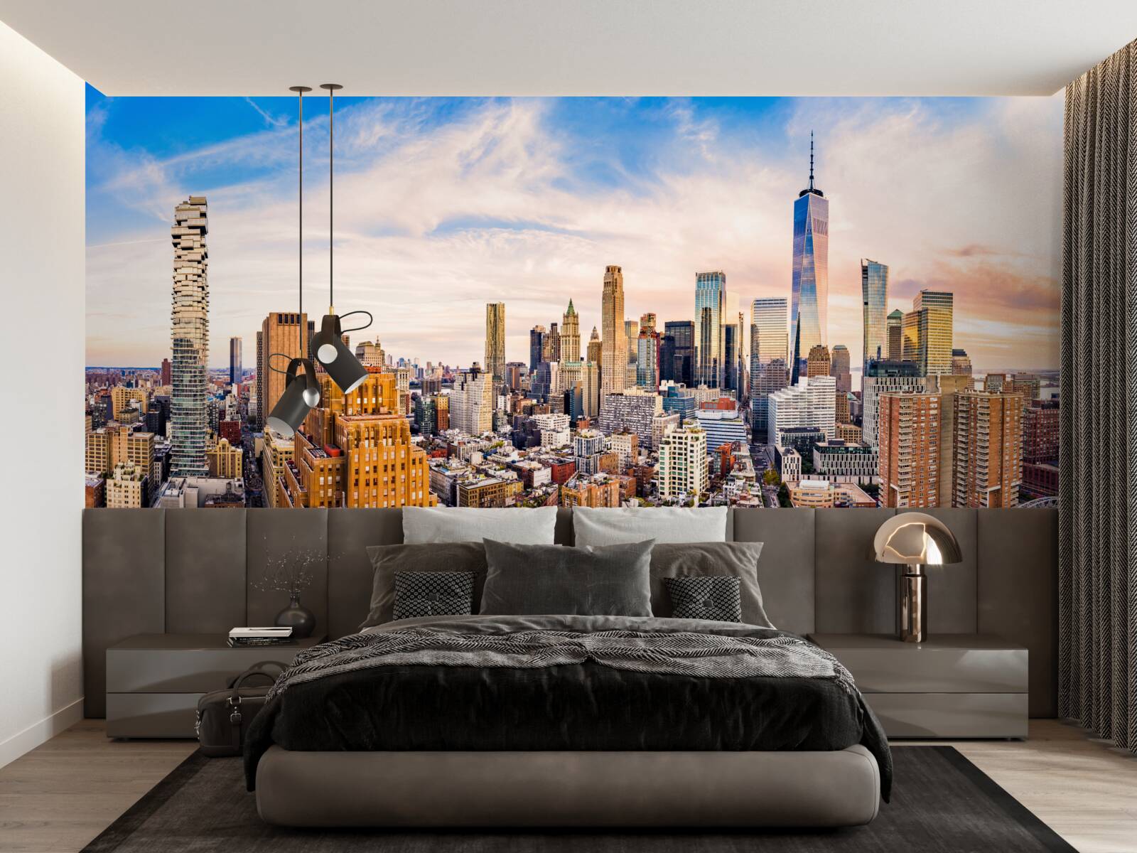 Fototapet apus de soare peste Lower Manhattan