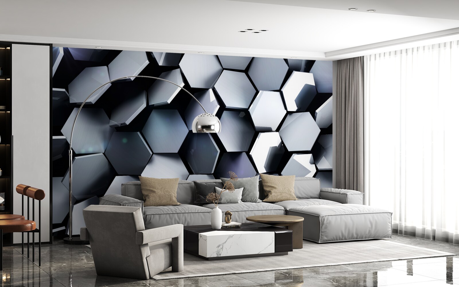 Fototapet pentagoni în 3d cu cartografiere