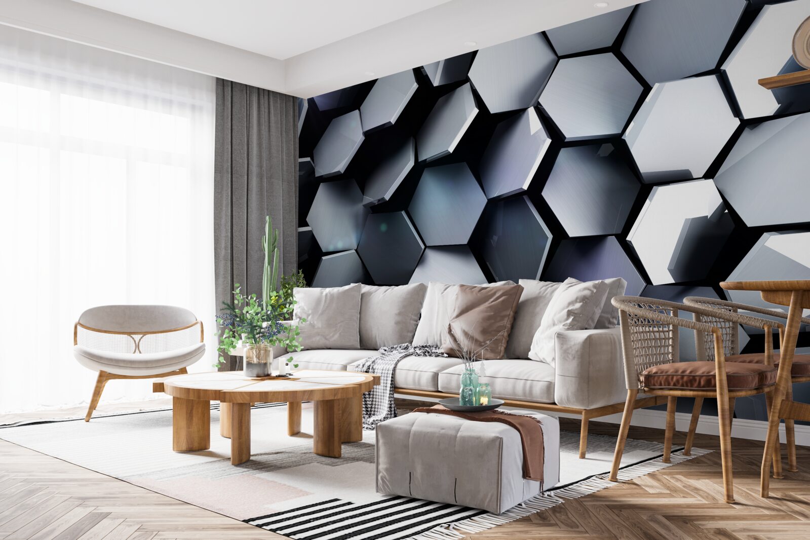 Fototapet pentagoni în 3d cu cartografiere