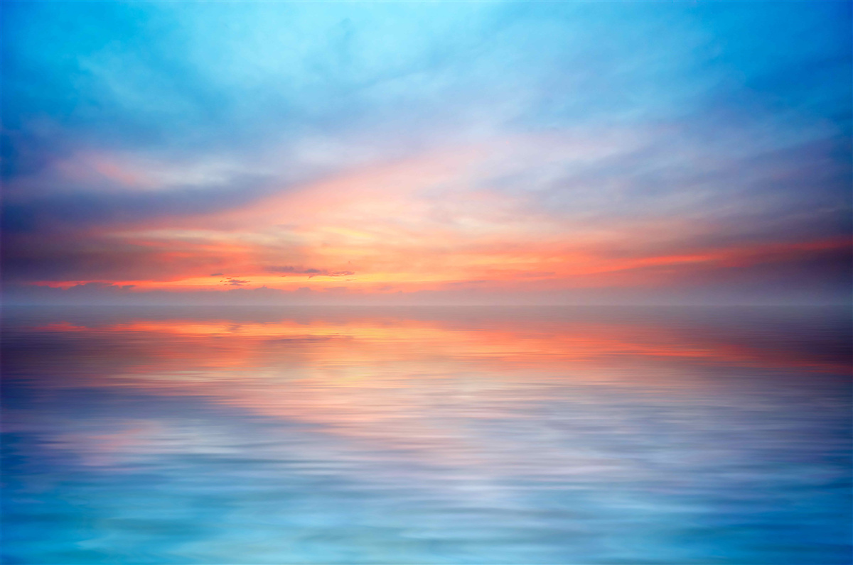 Fototapet apus de soare calm pe mare