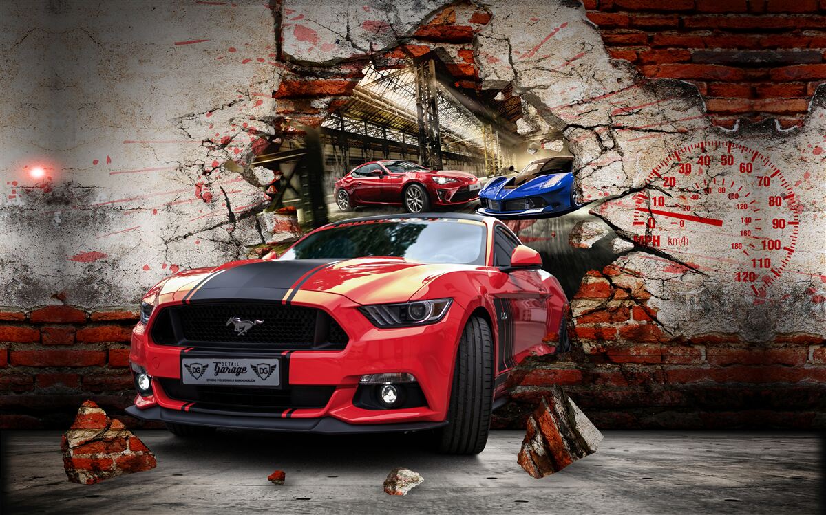 Fototapet mustang roșu pe perete