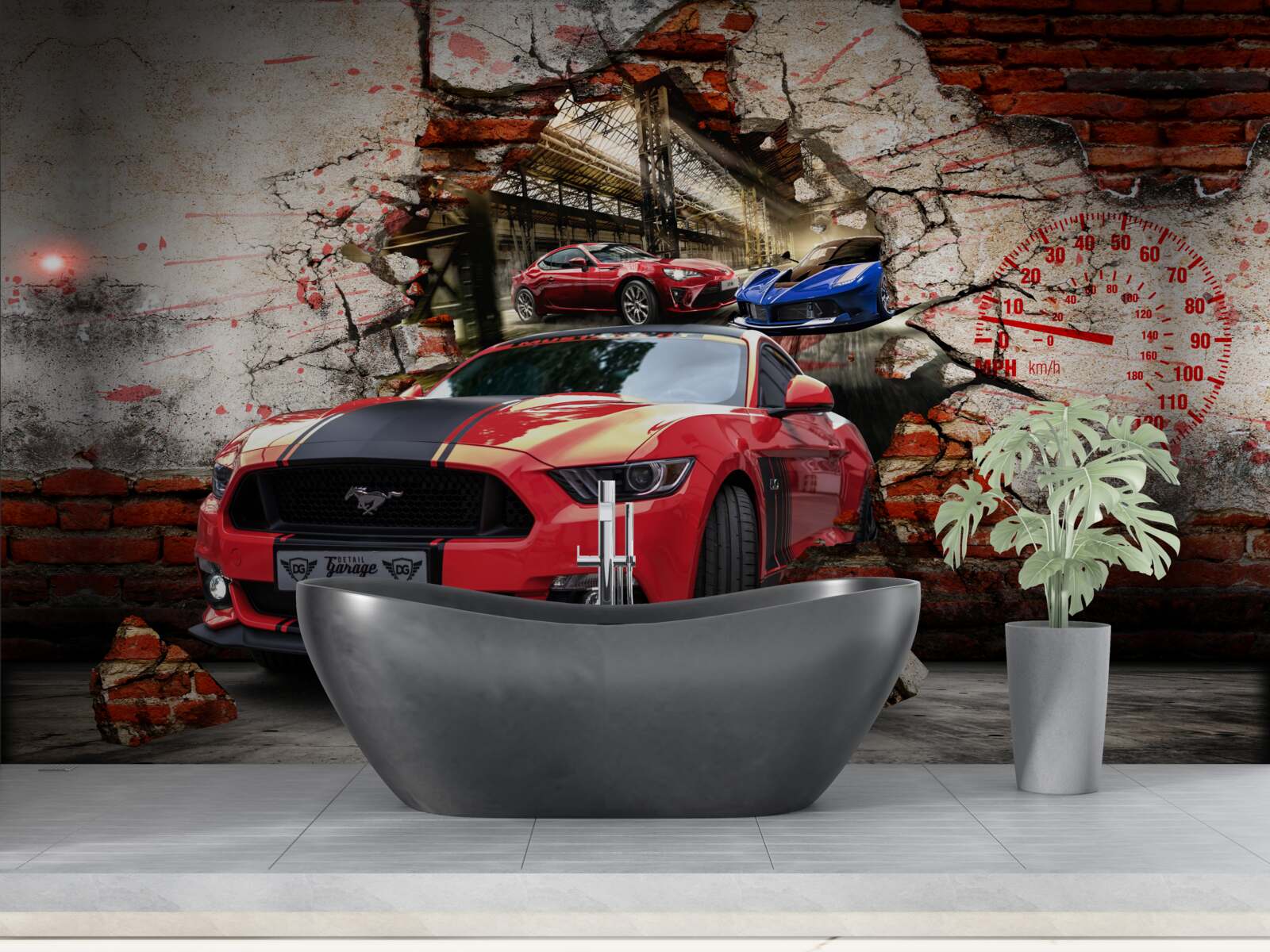 Fototapet mustang roșu pe perete