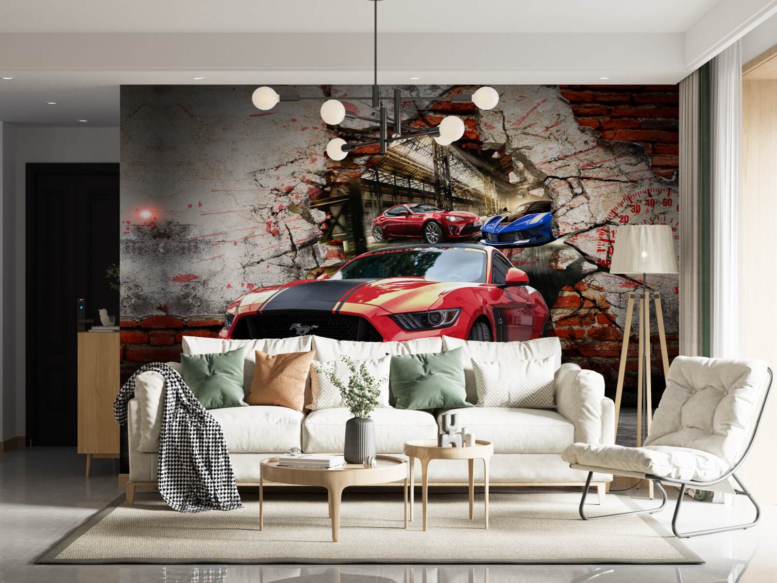 Fototapet mustang roșu pe perete