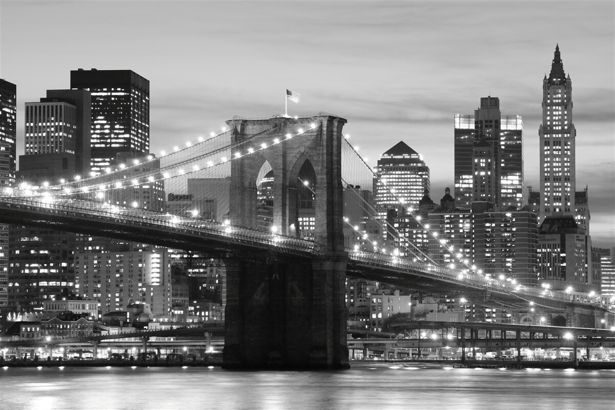 Fototapet podul brooklyn în alb și negru