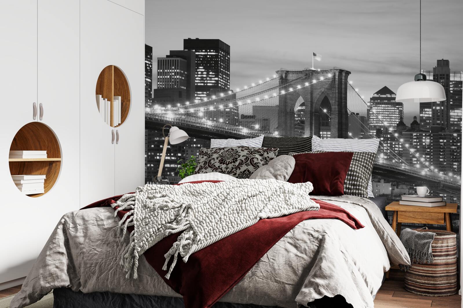 Fototapet podul brooklyn în alb și negru