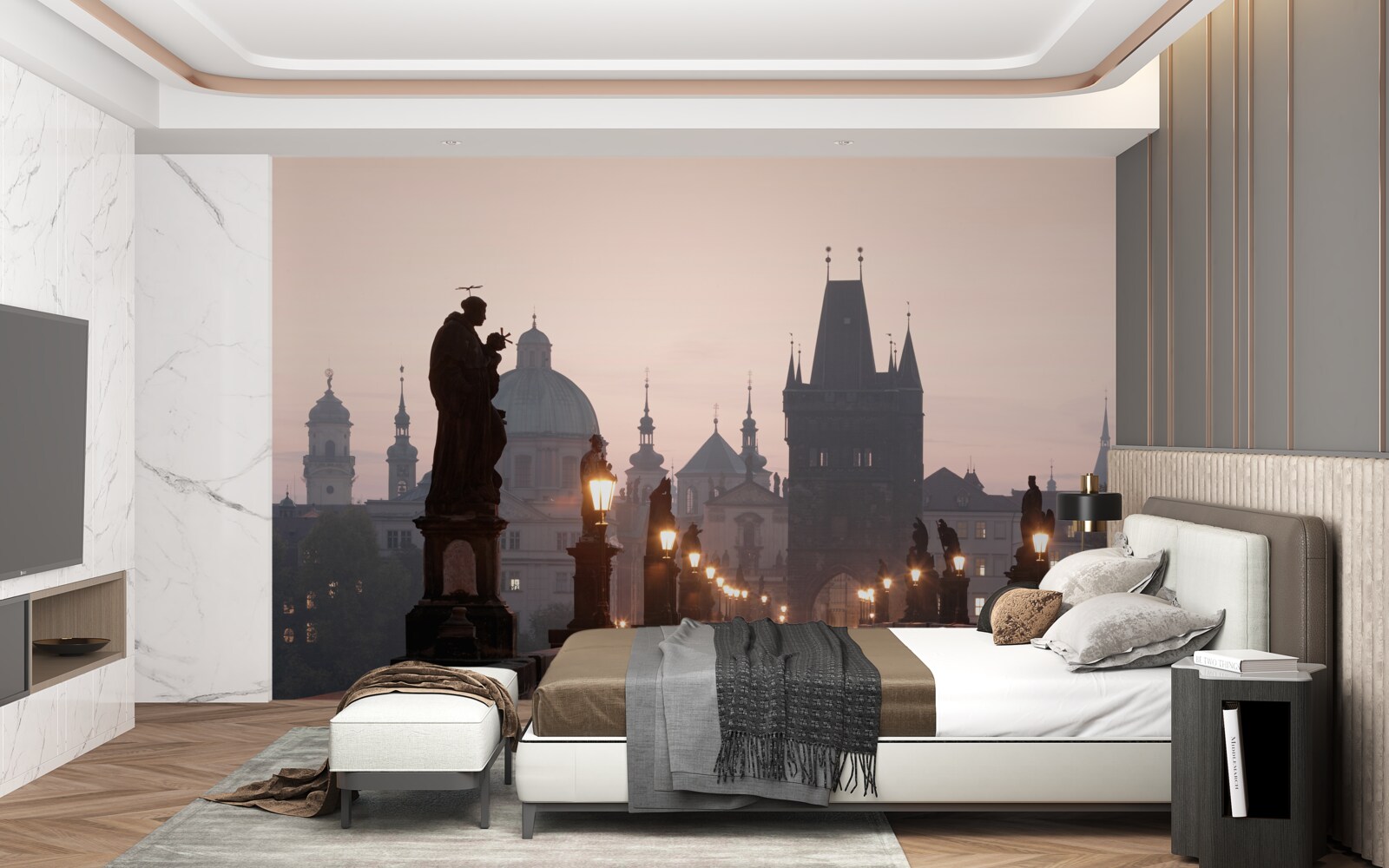 Fototapet Praga veche și Podul Charles