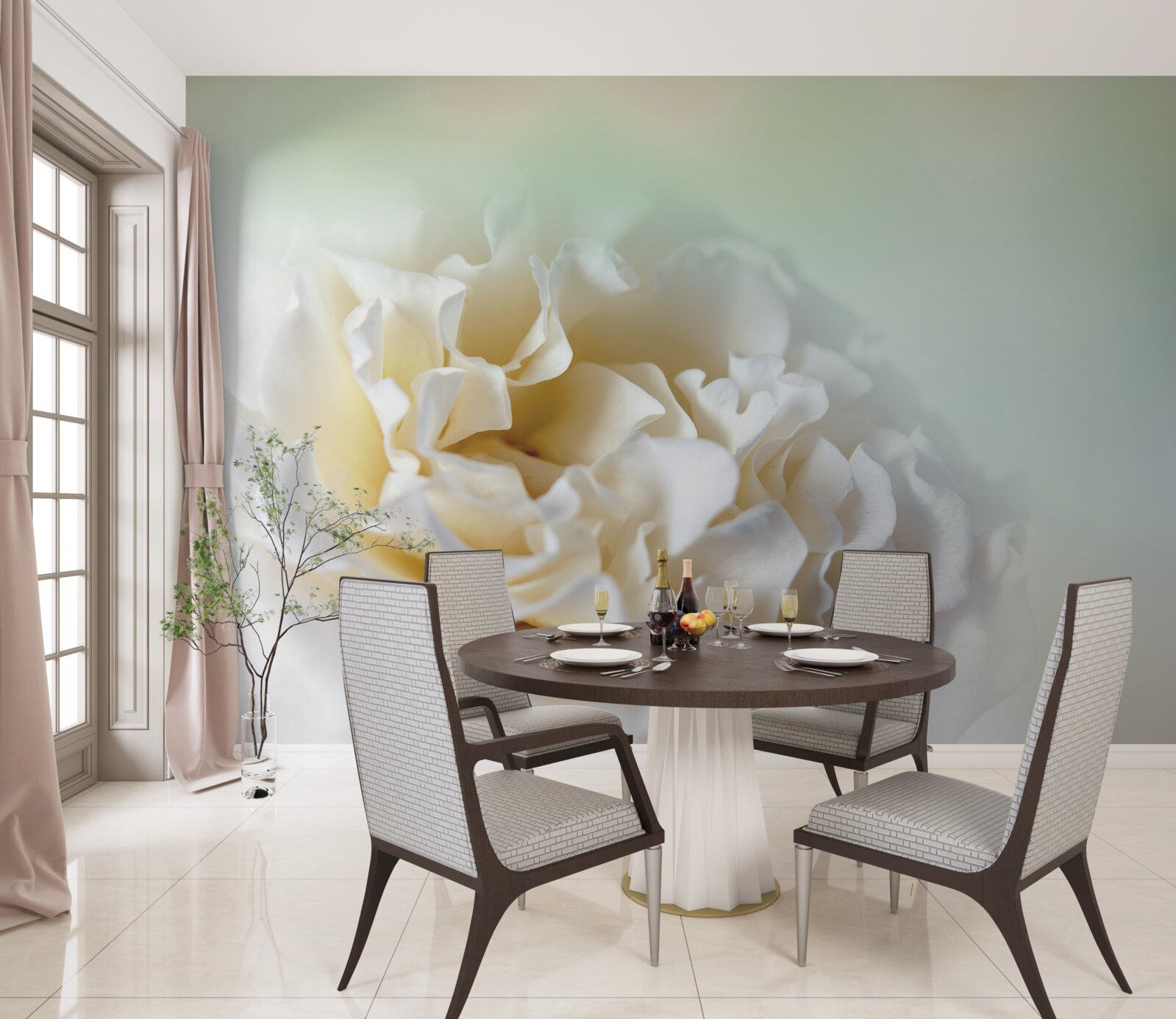 Fototapet floare albă romantică, plină de delicatețe