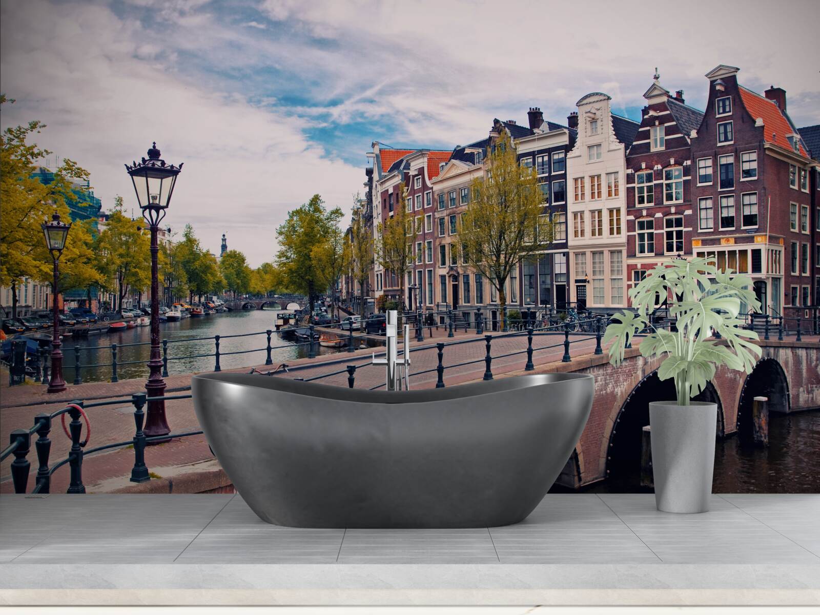 Fototapet Podul Amsterdam peste canal