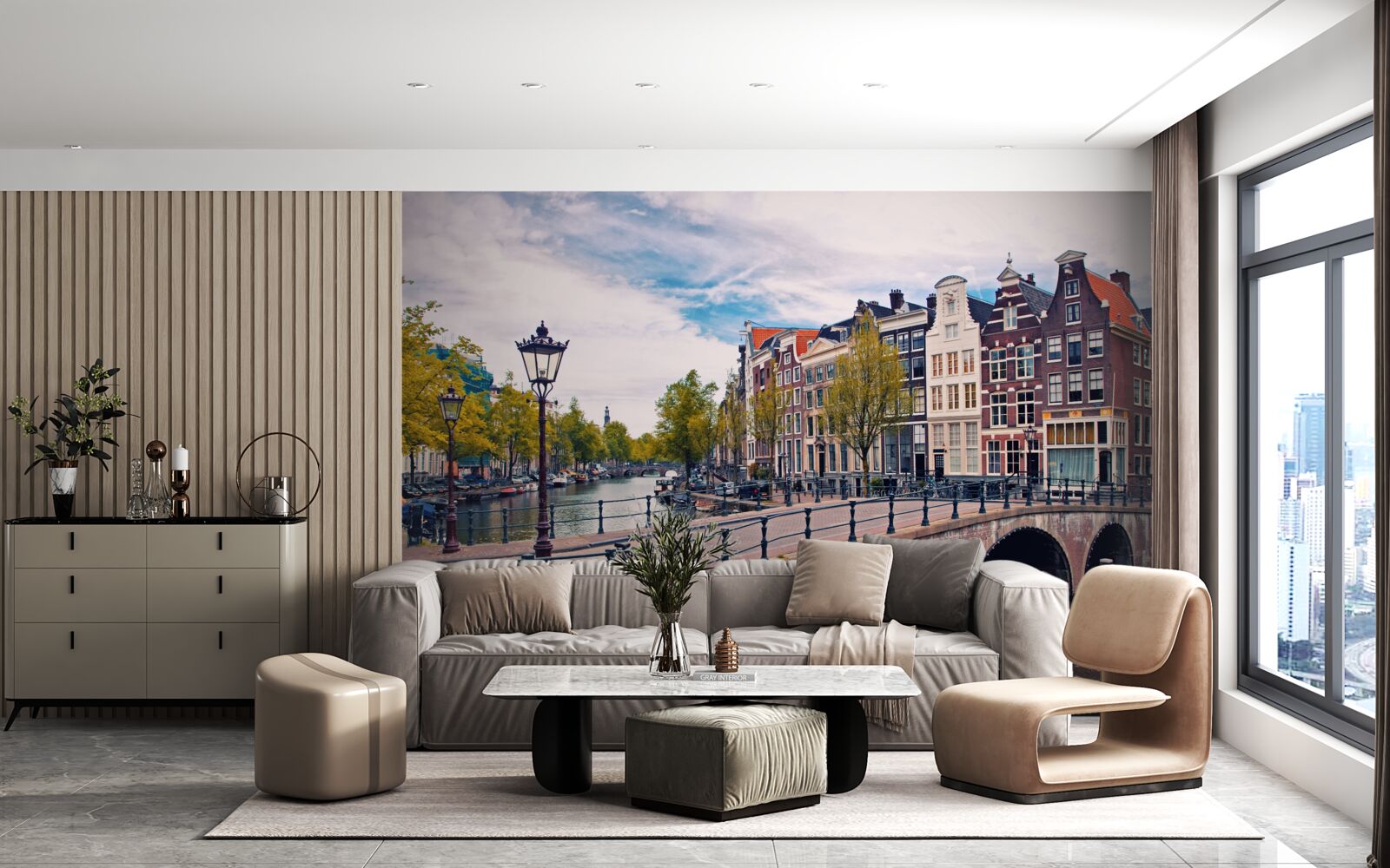 Fototapet Podul Amsterdam peste canal