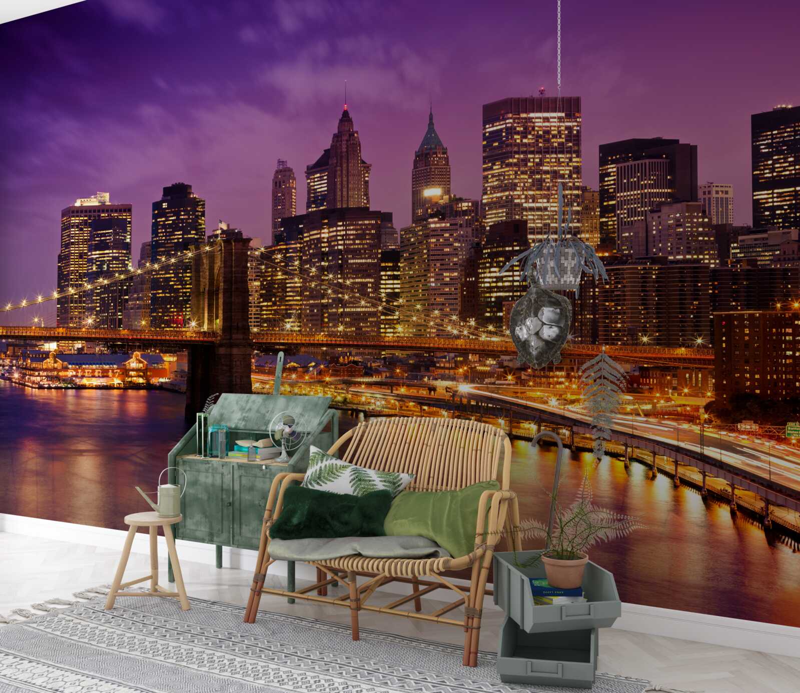 Fototapet podul brooklyn noaptea
