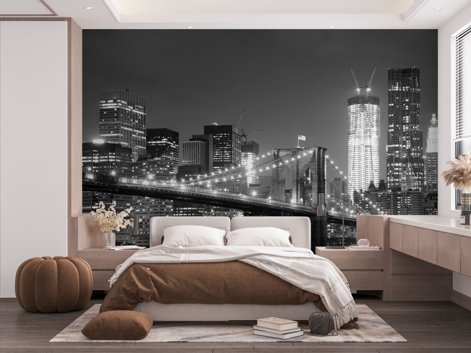 Fototapet podul brooklyn în alb și negru