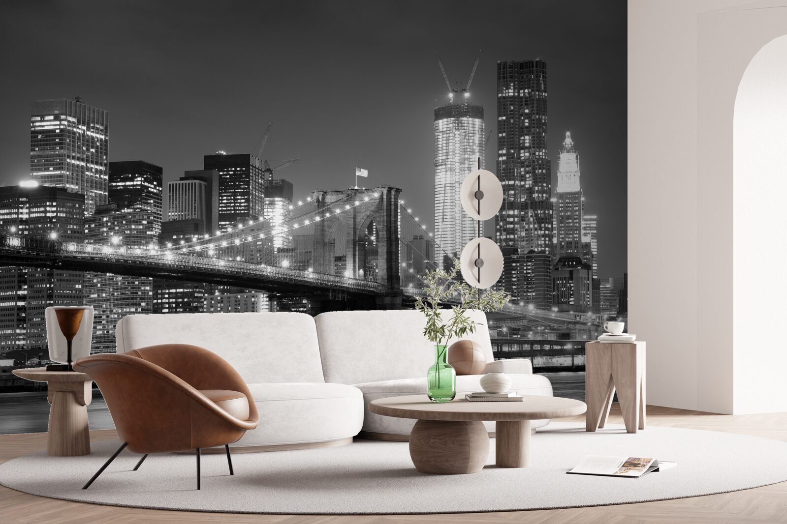 Fototapet podul brooklyn în alb și negru