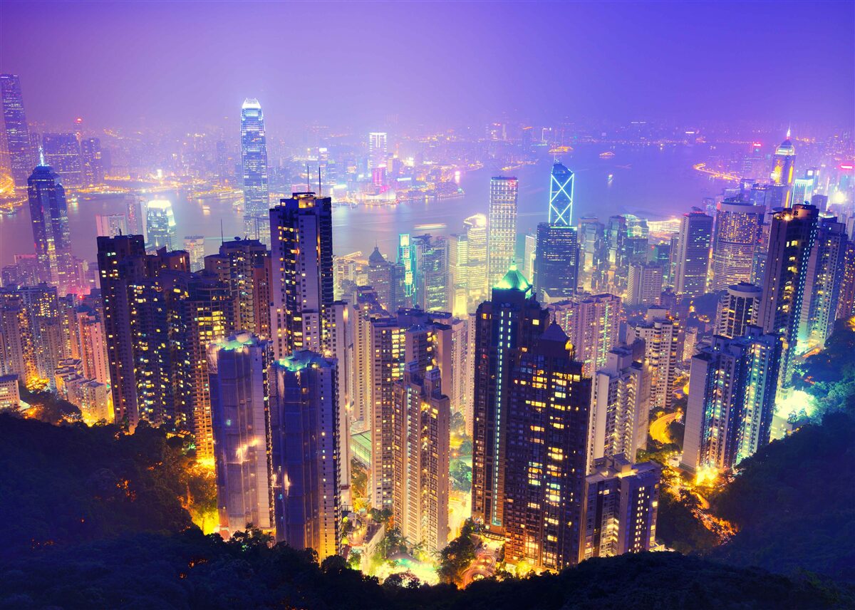 Fototapet Hong Kong noaptea are o linie de orizont uimitoare