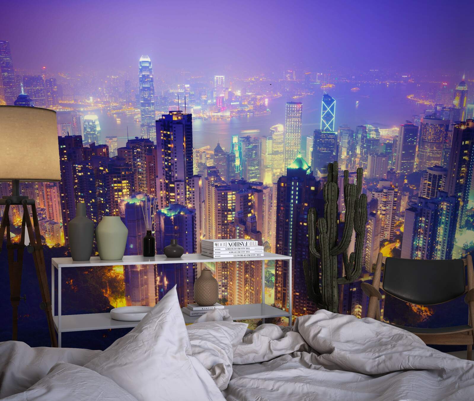 Fototapet Hong Kong noaptea are o linie de orizont uimitoare