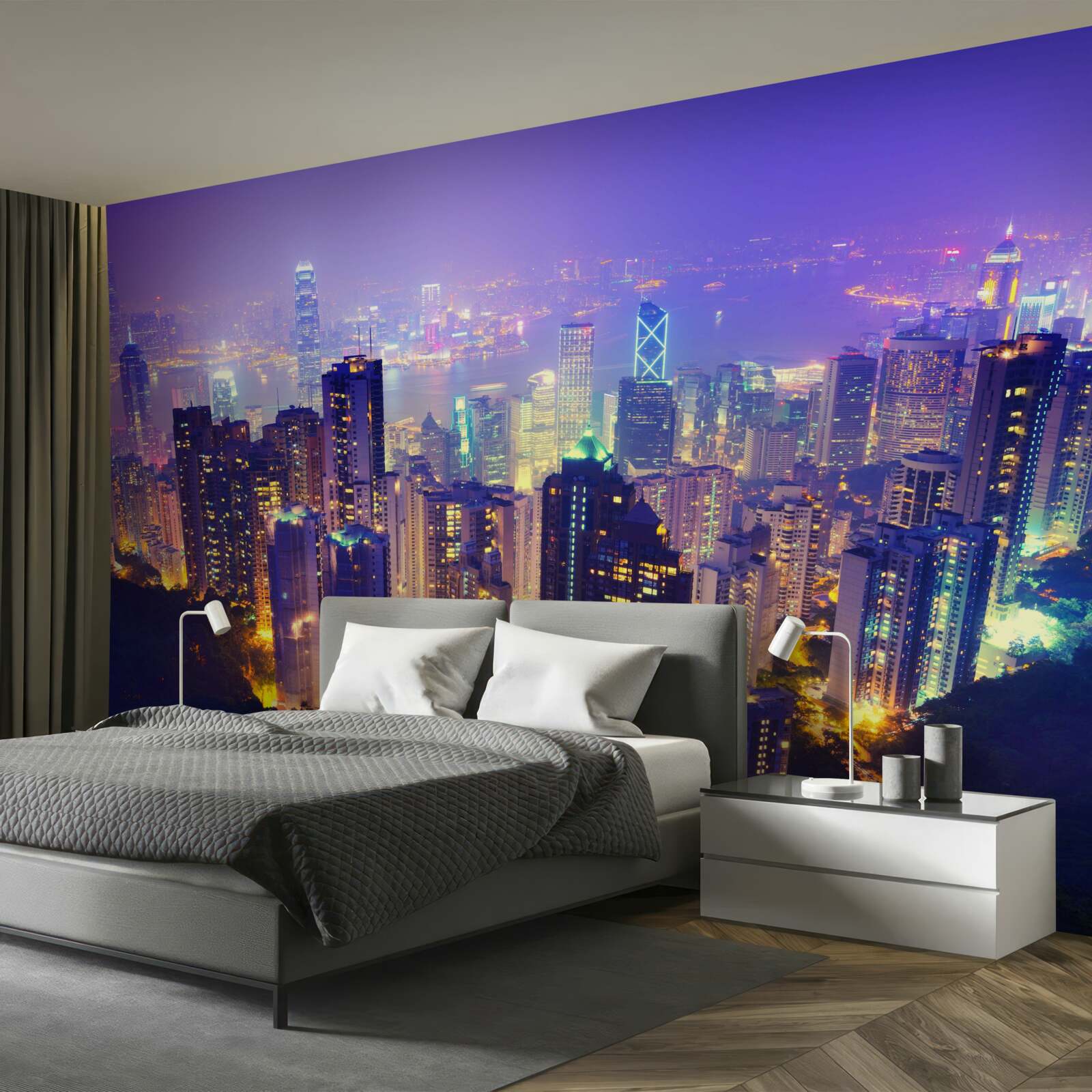 Fototapet Hong Kong noaptea are o linie de orizont uimitoare