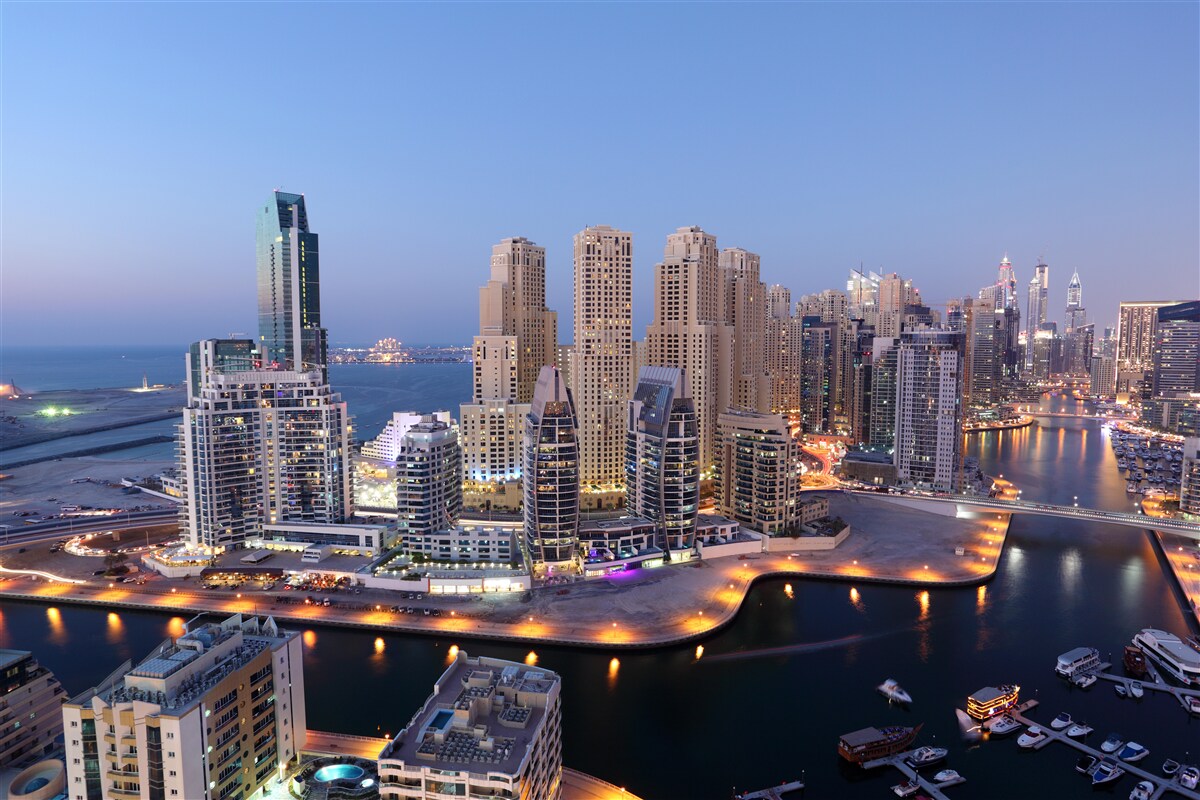 Fototapet apus de soare peste dubai
