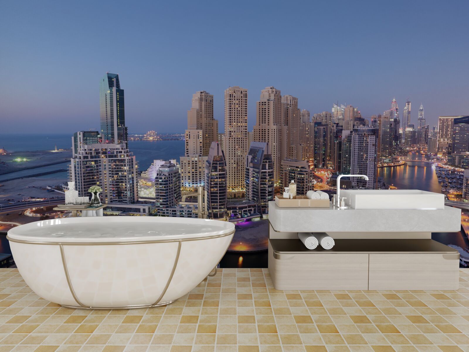 Fototapet apus de soare peste dubai