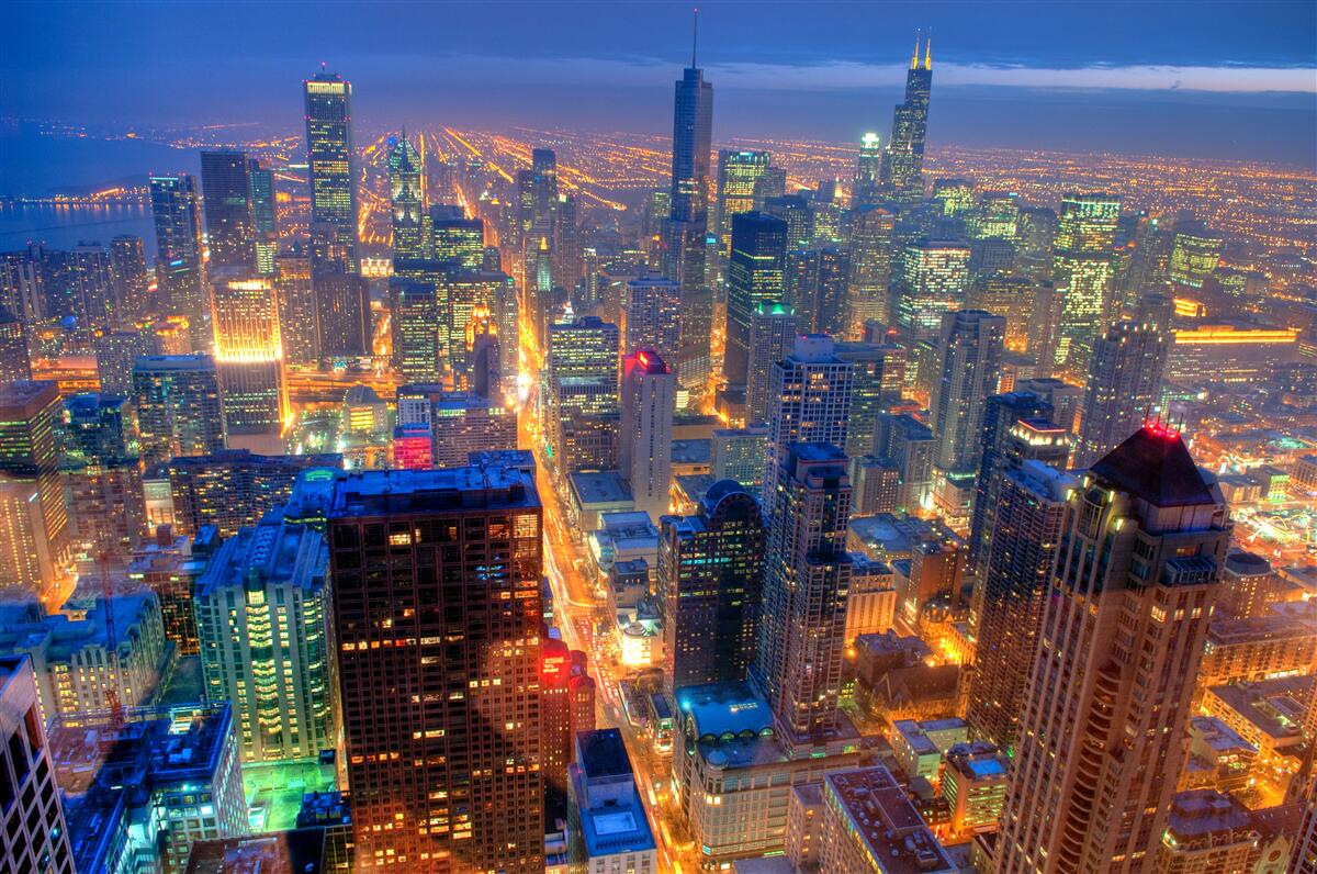 Fototapet Luminile orașului Chicago luminează străzile