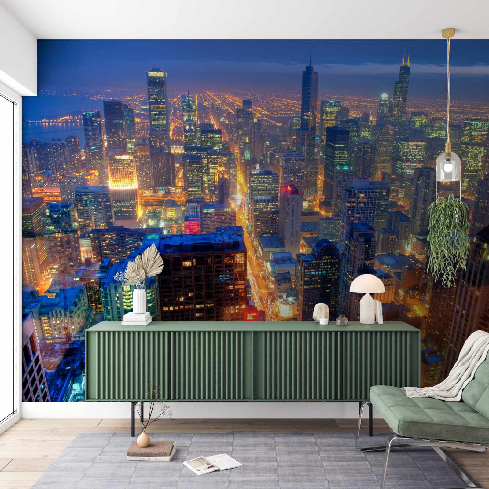 Fototapet Luminile orașului Chicago luminează străzile
