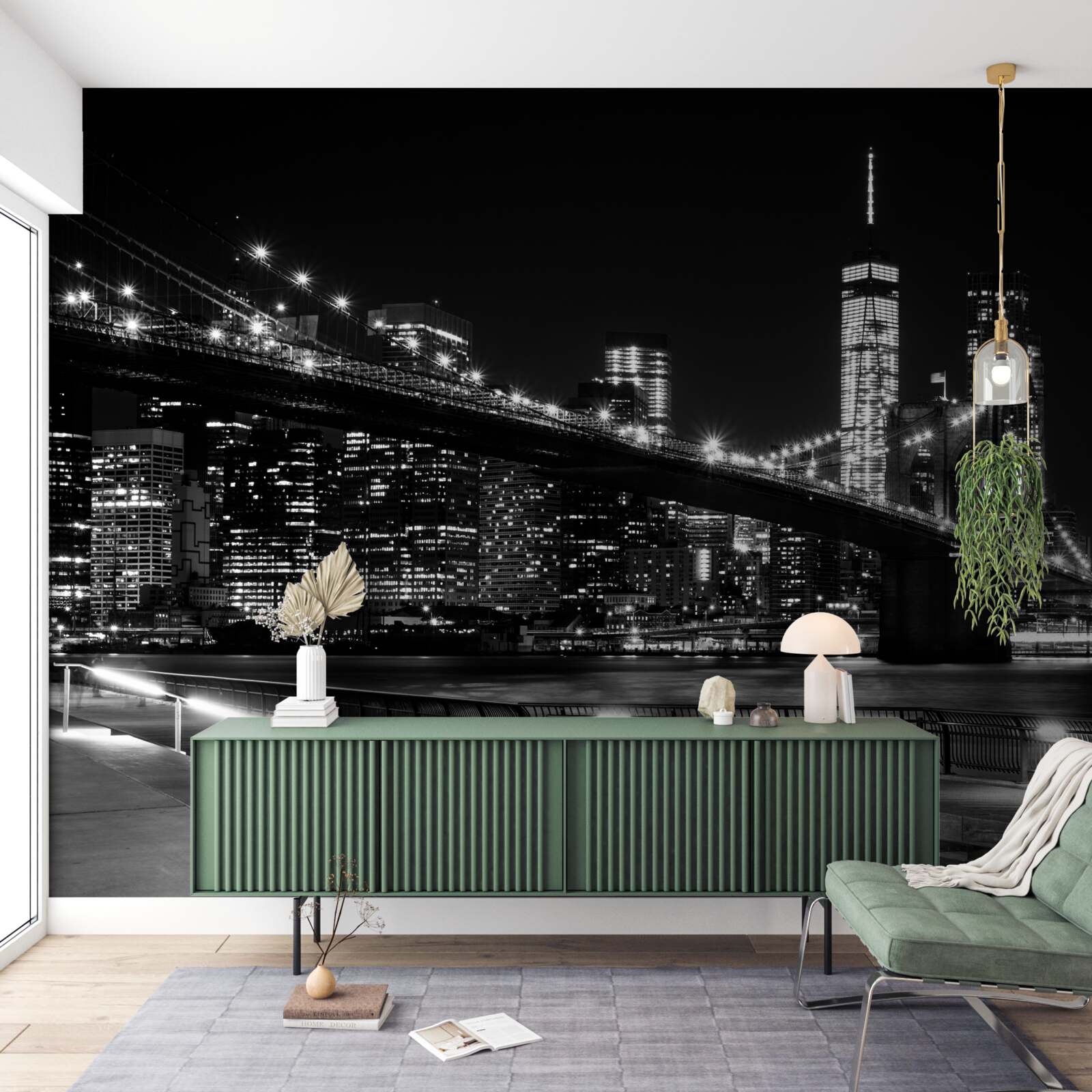 Fototapet podul brooklyn și manhattan în alb și negru